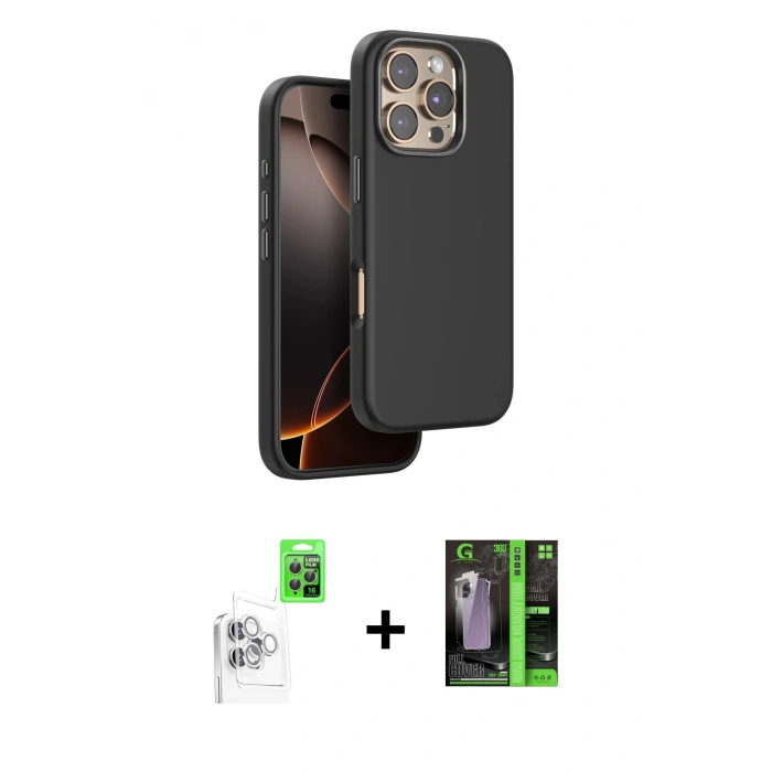 MARSİLYAN™- iPhone 16 Pro Kılıf Kutup Modern - Şeffaf 360 Full Body Arka Koruyucu + Raze Metal Kamera Lens - BZ