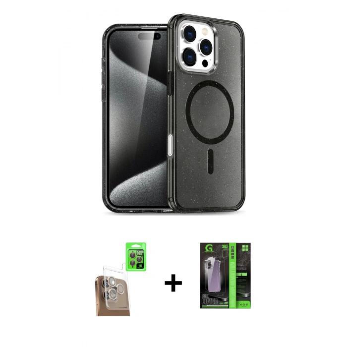 MARSİLYAN™- iPhone 16 Pro Kılıf Nova Asil Prime - Şeffaf 360 Full Body Arka Koruyucu + Raze Metal Kamera Lens - CLTM