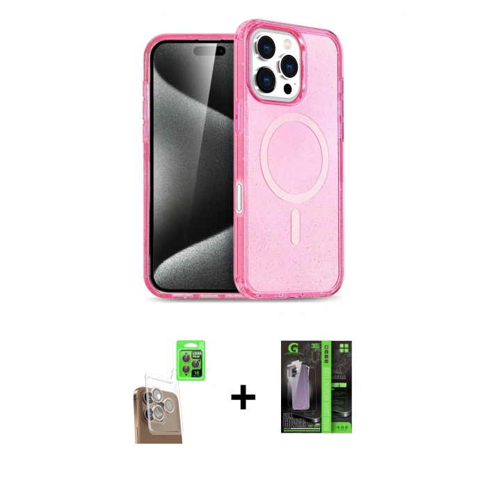 MARSİLYAN™- iPhone 16 Pro Kılıf Nova Asil Prime - Şeffaf 360 Full Body Arka Koruyucu + Raze Metal Kamera Lens - CLTM