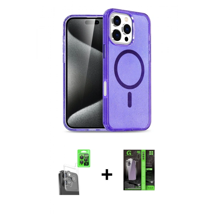 MARSİLYAN™- iPhone 16 Pro Kılıf Nova Asil Prime - Şeffaf 360 Full Body Arka Koruyucu + Raze Metal Kamera Lens - SH