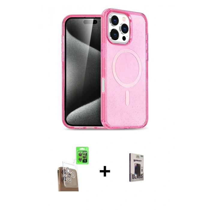 MARSİLYAN™- iPhone 16 Pro Kılıf Nova Asil Prime - Siyah Bilvis Hayalet Cam Ekran Koruyucu + Raze Metal Kamera Lens - CLTM