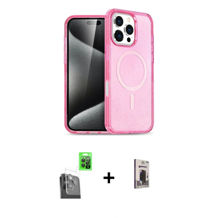 MARSİLYAN™- iPhone 16 Pro Kılıf Nova Asil Prime - Siyah Bilvis Hayalet Cam Ekran Koruyucu + Raze Metal Kamera Lens - SH