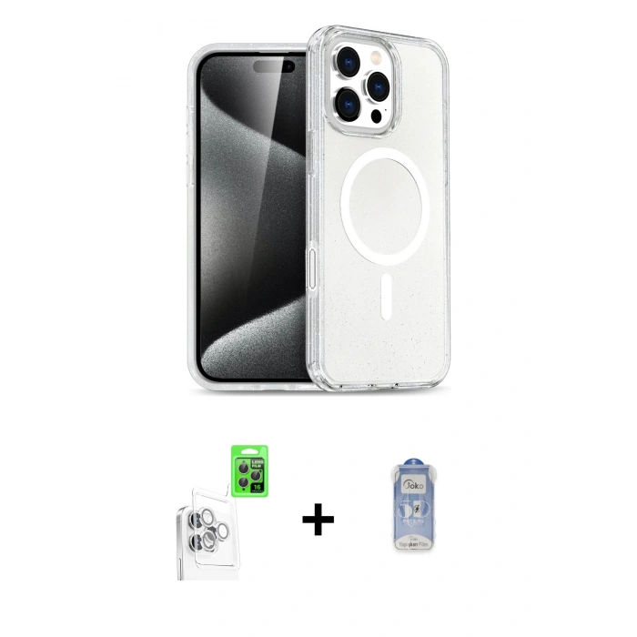 MARSİLYAN™- iPhone 16 Pro Kılıf Nova Asil Prime - Siyah Joko Magic 5D Cam + Raze Metal Kamera Lens - BZ