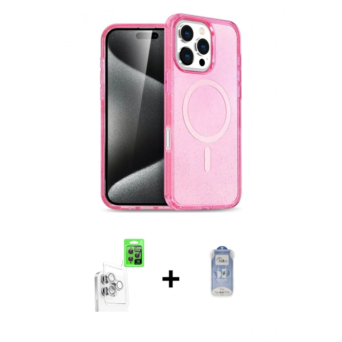 MARSİLYAN™- iPhone 16 Pro Kılıf Nova Asil Prime - Siyah Joko Magic 5D Cam + Raze Metal Kamera Lens - BZ