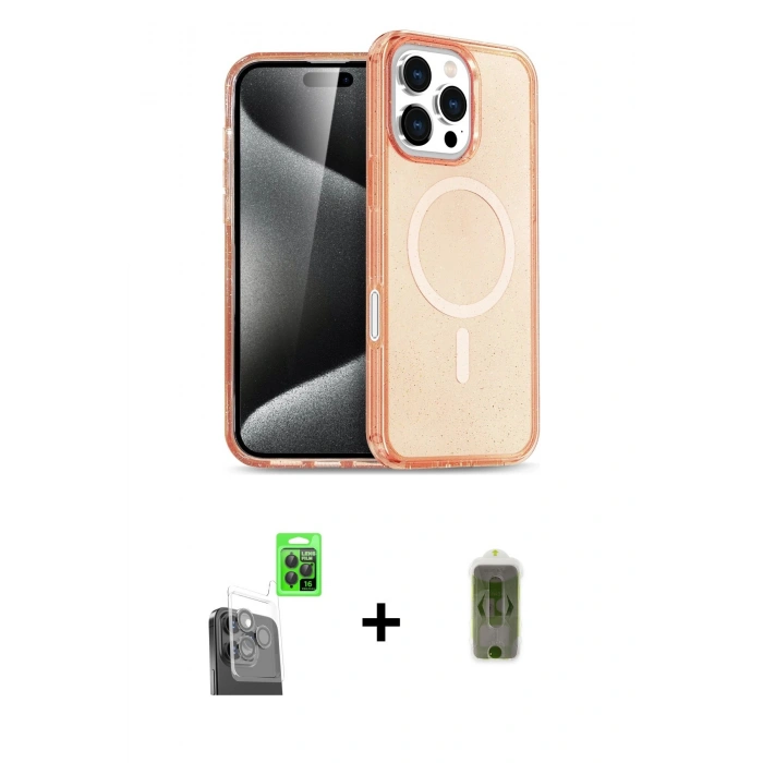 MARSİLYAN™- iPhone 16 Pro Kılıf Nova Asil Prime - Siyah Joko Magic 5D Hayalet Cam + Raze Metal Kamera Lens - SH