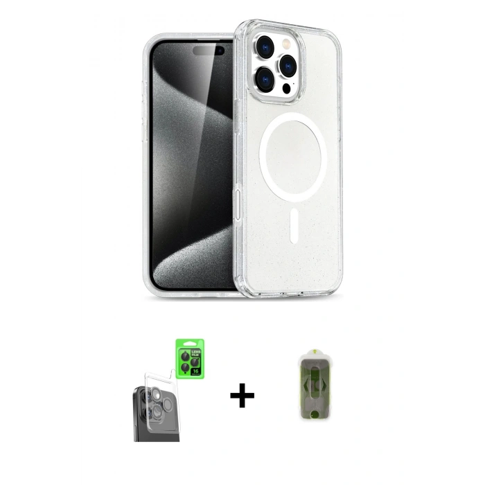 MARSİLYAN™- iPhone 16 Pro Kılıf Nova Asil Prime - Siyah Joko Magic 5D Hayalet Cam + Raze Metal Kamera Lens - SH