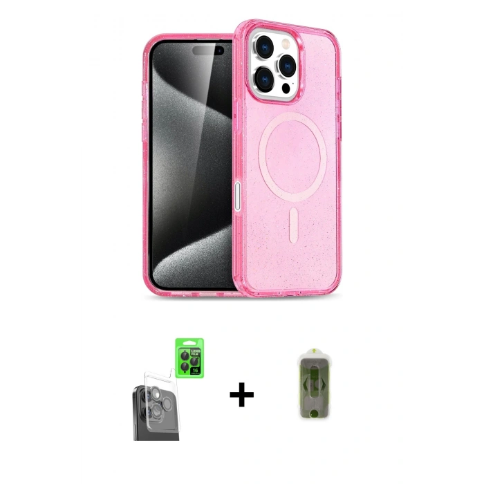 MARSİLYAN™- iPhone 16 Pro Kılıf Nova Asil Prime - Siyah Joko Magic 5D Hayalet Cam + Raze Metal Kamera Lens - SH
