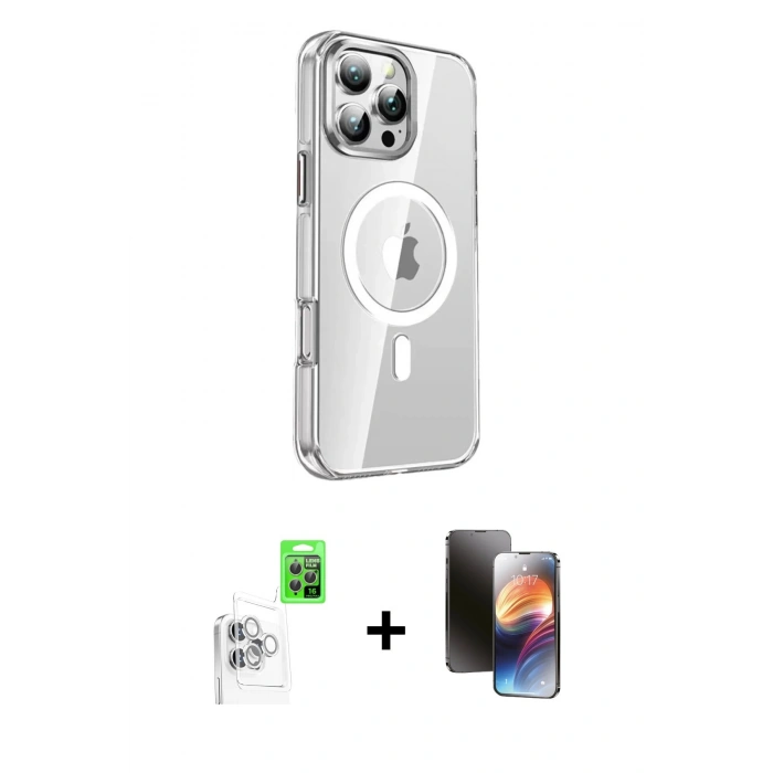 MARSİLYAN™- iPhone 16 Pro Kılıf Nova Doku - Siyah 3D Antistatik Mat Seramik Nano Ekran Koruyucu + Raze Metal Kamera Lens - BZ