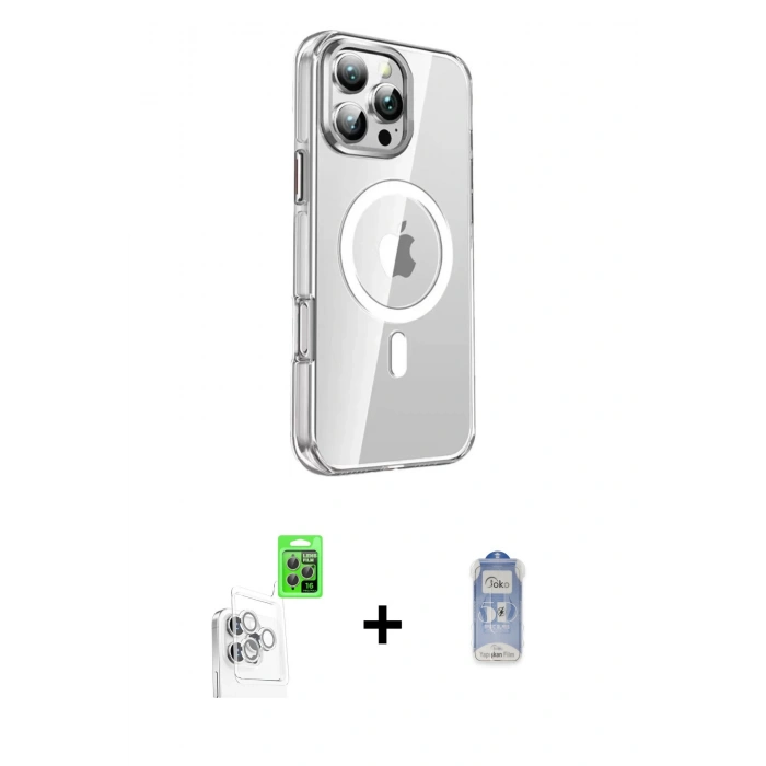 MARSİLYAN™- iPhone 16 Pro Kılıf Nova Doku - Siyah Joko Magic 5D Cam + Raze Metal Kamera Lens - BZ