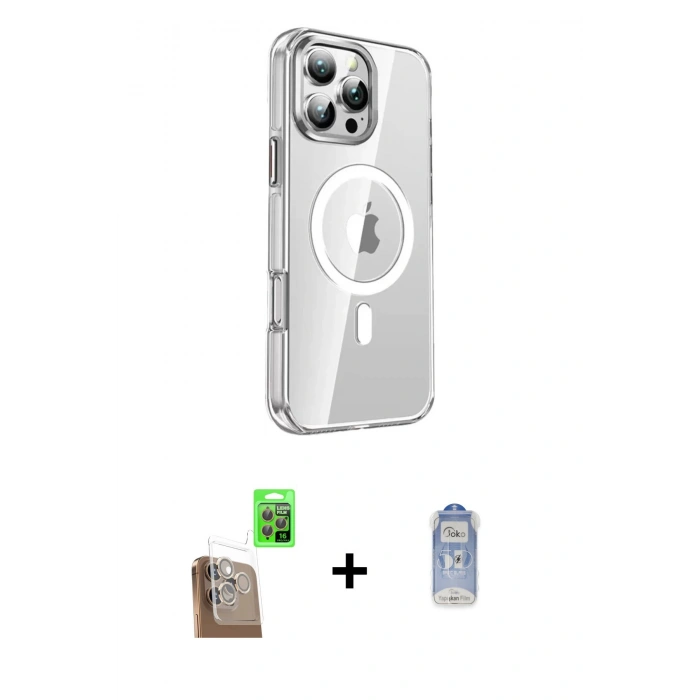 MARSİLYAN™- iPhone 16 Pro Kılıf Nova Doku - Siyah Joko Magic 5D Cam + Raze Metal Kamera Lens - CLTM
