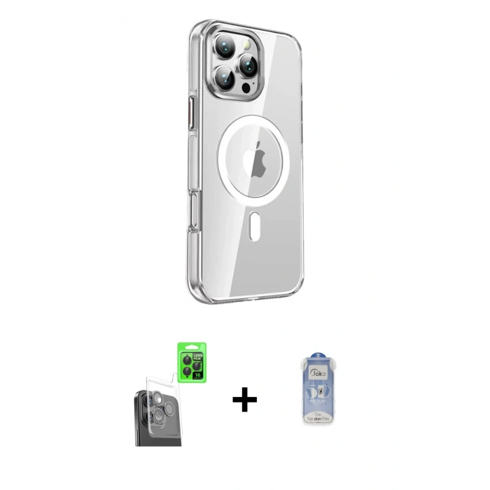 MARSİLYAN™- iPhone 16 Pro Kılıf Nova Doku - Siyah Joko Magic 5D Cam + Raze Metal Kamera Lens - SH
