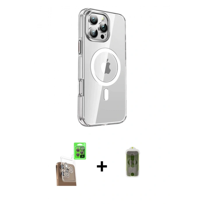 MARSİLYAN™- iPhone 16 Pro Kılıf Nova Doku - Siyah Joko Magic 5D Hayalet Cam + Raze Metal Kamera Lens - CLTM