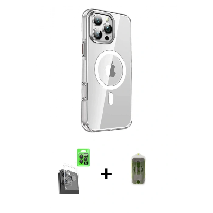 MARSİLYAN™- iPhone 16 Pro Kılıf Nova Doku - Siyah Joko Magic 5D Hayalet Cam + Raze Metal Kamera Lens - SH