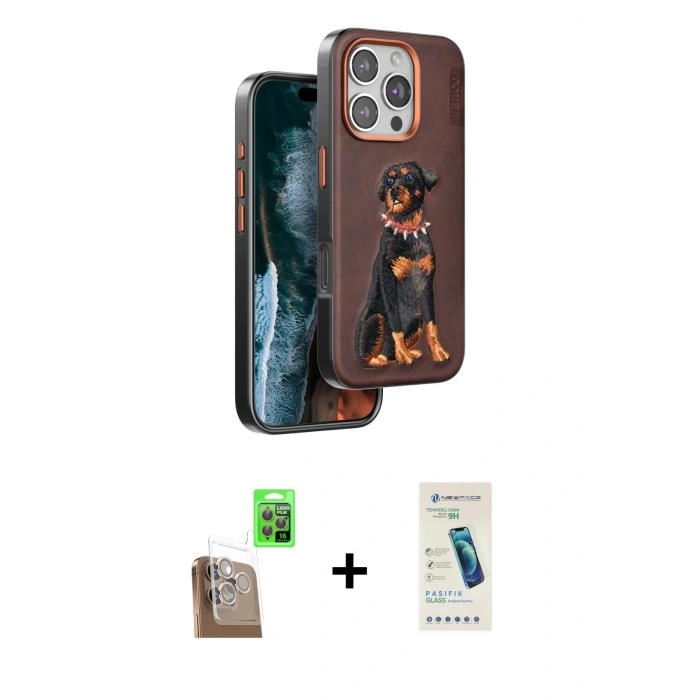 MARSİLYAN™- iPhone 16 Pro Kılıf Nova Form Koleksiyonu - Şeffaf Pasifik Cam Ekran Koruyucu + Raze Metal Kamera Lens - CLTM
