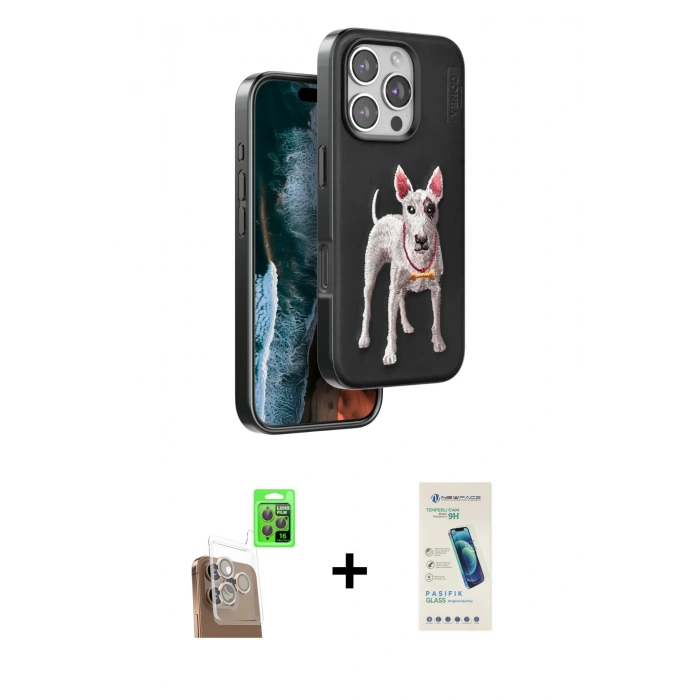 MARSİLYAN™- iPhone 16 Pro Kılıf Nova Form Koleksiyonu - Şeffaf Pasifik Cam Ekran Koruyucu + Raze Metal Kamera Lens - CLTM