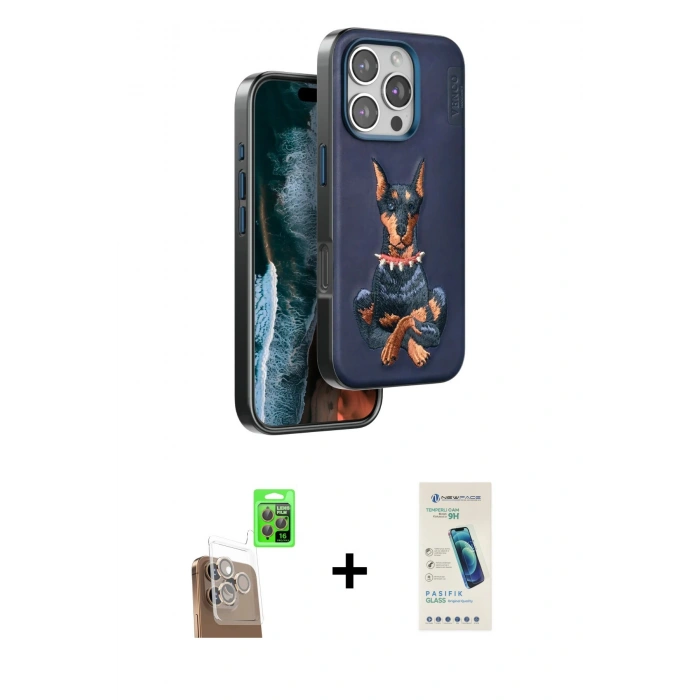 MARSİLYAN™- iPhone 16 Pro Kılıf Nova Form Koleksiyonu - Şeffaf Pasifik Cam Ekran Koruyucu + Raze Metal Kamera Lens - CLTM
