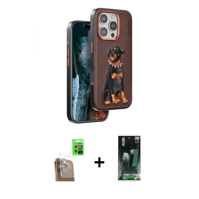 MARSİLYAN™- iPhone 16 Pro Kılıf Nova Form Koleksiyonu - Siyah 360 Mat Full Body Arka Koruyucu + Raze Metal Kamera Lens - CLTM