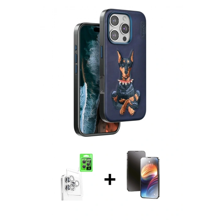 MARSİLYAN™- iPhone 16 Pro Kılıf Nova Form Koleksiyonu - Siyah 3D Antistatik Mat Seramik Nano Ekran Koruyucu + Raze Metal Kamera Lens - BZ