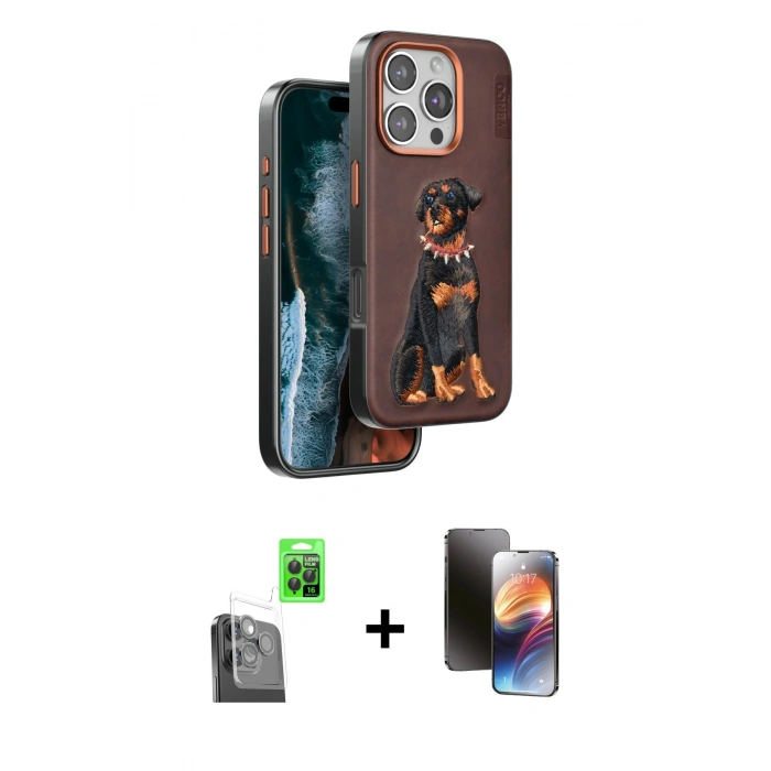 MARSİLYAN™- iPhone 16 Pro Kılıf Nova Form Koleksiyonu - Siyah 3D Antistatik Mat Seramik Nano Ekran Koruyucu + Raze Metal Kamera Lens - SH