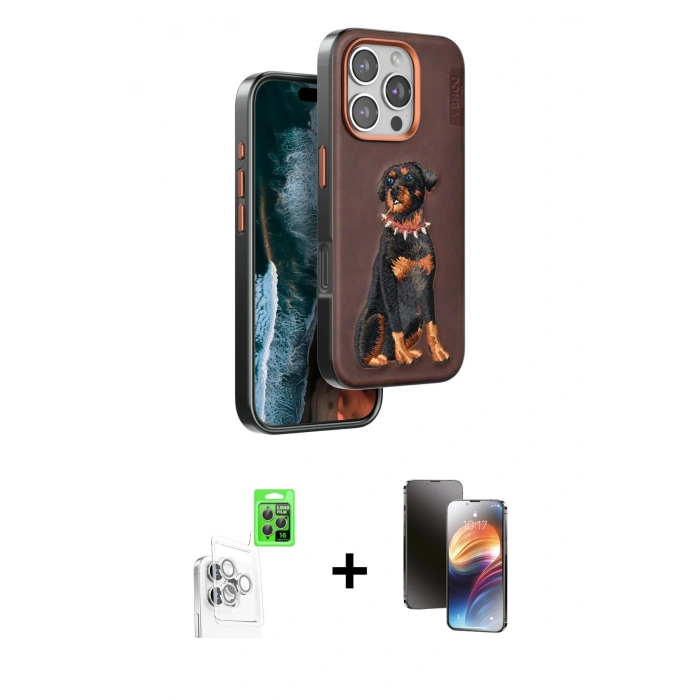 MARSİLYAN™- iPhone 16 Pro Kılıf Nova Form Koleksiyonu - Siyah 3D Antistatik Mat Seramik Nano Ekran Koruyucu + Raze Metal Kamera Lens - BZ