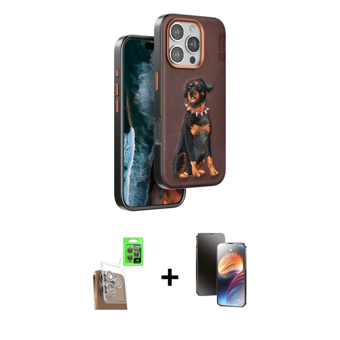 MARSİLYAN™- iPhone 16 Pro Kılıf Nova Form Koleksiyonu - Siyah 3D Antistatik Mat Seramik Nano Ekran Koruyucu + Raze Metal Kamera Lens - CLTM