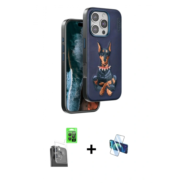 MARSİLYAN™- iPhone 16 Pro Kılıf Nova Form Koleksiyonu - Siyah 3D Antistatik Seramik Nano Ekran Koruyucu + Raze Metal Kamera Lens - SH