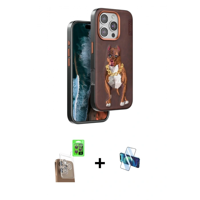 MARSİLYAN™- iPhone 16 Pro Kılıf Nova Form Koleksiyonu - Siyah 3D Antistatik Seramik Nano Ekran Koruyucu + Raze Metal Kamera Lens - CLTM