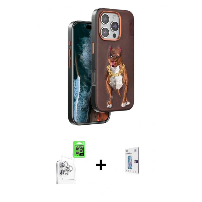MARSİLYAN™- iPhone 16 Pro Kılıf Nova Form Koleksiyonu - Siyah Bilvis 0.18mm Plus Cam Ekran Koruyucu + Raze Metal Kamera Lens - BZ