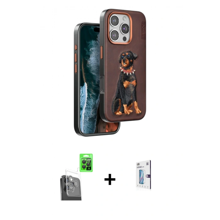 MARSİLYAN™- iPhone 16 Pro Kılıf Nova Form Koleksiyonu - Siyah Bilvis 0.18mm Plus Cam Ekran Koruyucu + Raze Metal Kamera Lens - SH
