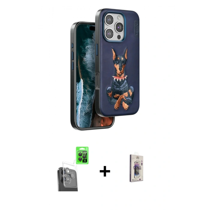 MARSİLYAN™- iPhone 16 Pro Kılıf Nova Form Koleksiyonu - Siyah Bilvis 3D Cam Ekran Koruyucu + Raze Metal Kamera Lens - SH
