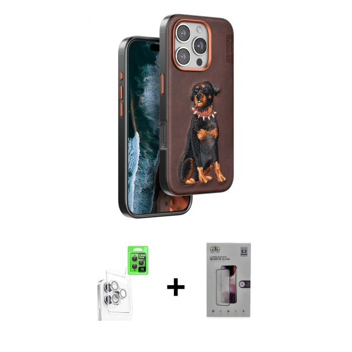 MARSİLYAN™- iPhone 16 Pro Kılıf Nova Form Koleksiyonu - Siyah Bilvis 3D Mat Cam Ekran Koruyucu + Raze Metal Kamera Lens - BZ