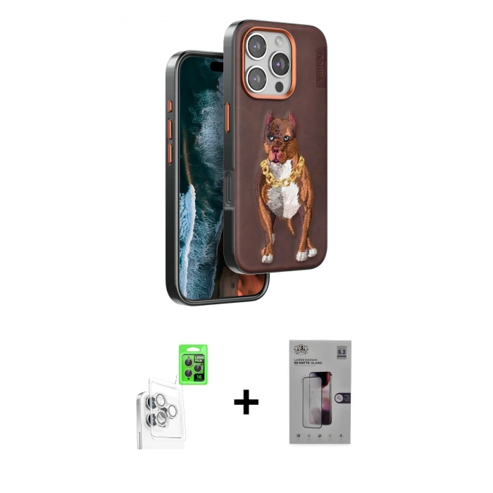 MARSİLYAN™- iPhone 16 Pro Kılıf Nova Form Koleksiyonu - Siyah Bilvis 3D Mat Cam Ekran Koruyucu + Raze Metal Kamera Lens - BZ