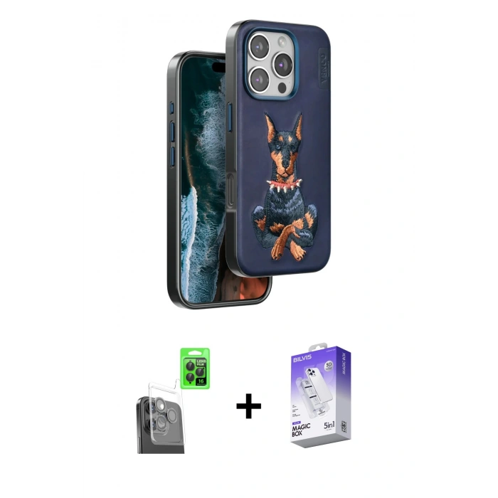 MARSİLYAN™- iPhone 16 Pro Kılıf Nova Form Koleksiyonu - Siyah Bilvis 5in1 3D Magic Cam Ekran Koruyucu + Raze Metal Kamera Lens - SH