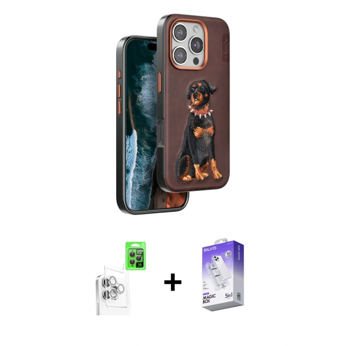 MARSİLYAN™- iPhone 16 Pro Kılıf Nova Form Koleksiyonu - Siyah Bilvis 5in1 3D Magic Cam Ekran Koruyucu + Raze Metal Kamera Lens - BZ