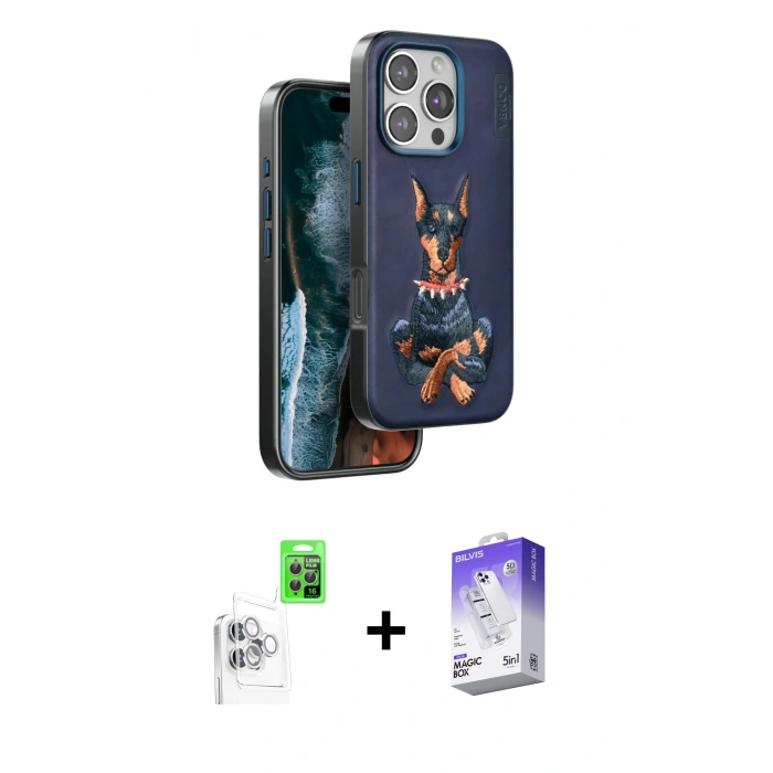 MARSİLYAN™- iPhone 16 Pro Kılıf Nova Form Koleksiyonu - Siyah Bilvis 5in1 3D Magic Cam Ekran Koruyucu + Raze Metal Kamera Lens - BZ