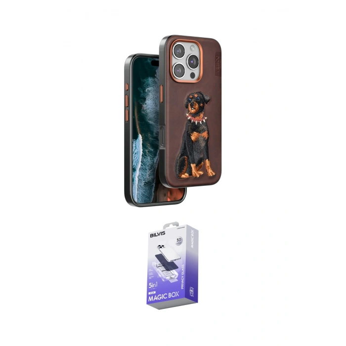 MARSİLYAN™- iPhone 16 Pro Kılıf Nova Form Koleksiyonu - Siyah Bilvis 5in1 5D Magic Hayalet Cam Ekran Koruyucu