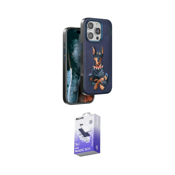 MARSİLYAN™- iPhone 16 Pro Kılıf Nova Form Koleksiyonu - Siyah Bilvis 5in1 5D Magic Hayalet Cam Ekran Koruyucu