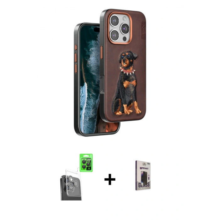 MARSİLYAN™- iPhone 16 Pro Kılıf Nova Form Koleksiyonu - Siyah Bilvis Hayalet Cam Ekran Koruyucu + Raze Metal Kamera Lens - SH