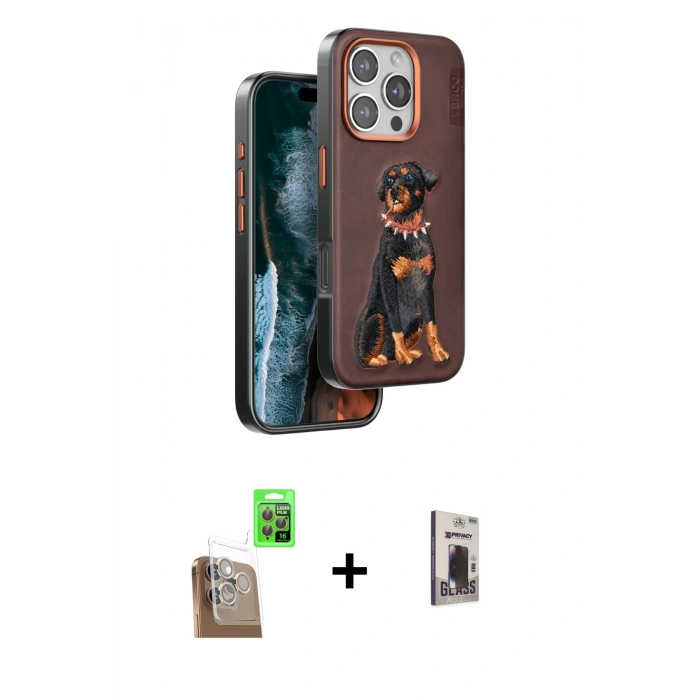 MARSİLYAN™- iPhone 16 Pro Kılıf Nova Form Koleksiyonu - Siyah Bilvis Hayalet Cam Ekran Koruyucu + Raze Metal Kamera Lens - CLTM