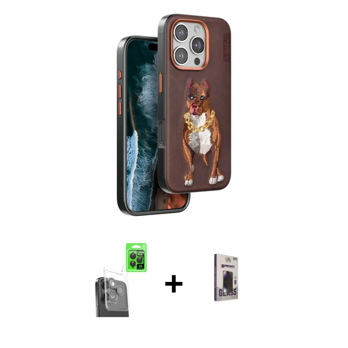 MARSİLYAN™- iPhone 16 Pro Kılıf Nova Form Koleksiyonu - Siyah Bilvis Hayalet Cam Ekran Koruyucu + Raze Metal Kamera Lens - SH