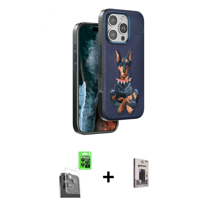 MARSİLYAN™- iPhone 16 Pro Kılıf Nova Form Koleksiyonu - Siyah Bilvis Hayalet Cam Ekran Koruyucu + Raze Metal Kamera Lens - SH