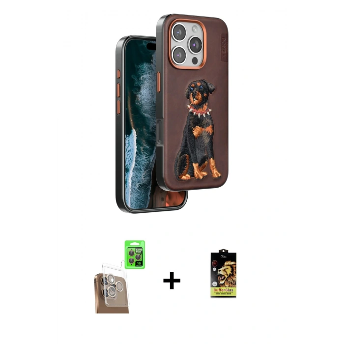 MARSİLYAN™- iPhone 16 Pro Kılıf Nova Form Koleksiyonu - Siyah Buffer Cam Ekran Koruyucu + Raze Metal Kamera Lens - CLTM