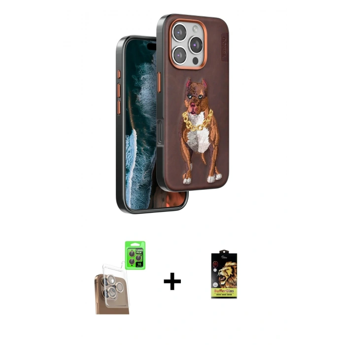 MARSİLYAN™- iPhone 16 Pro Kılıf Nova Form Koleksiyonu - Siyah Buffer Cam Ekran Koruyucu + Raze Metal Kamera Lens - CLTM