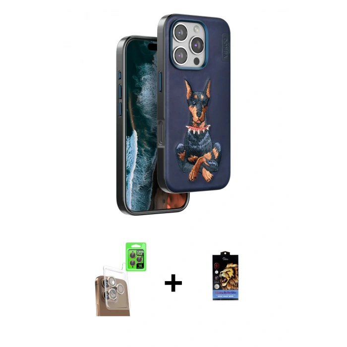 MARSİLYAN™- iPhone 16 Pro Kılıf Nova Form Koleksiyonu - Siyah Buffer Hayalet Cam Ekran Koruyucu + Raze Metal Kamera Lens - CLTM