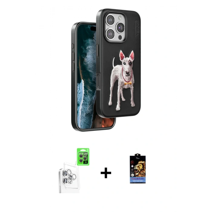 MARSİLYAN™- iPhone 16 Pro Kılıf Nova Form Koleksiyonu - Siyah Buffer Hayalet Cam Ekran Koruyucu + Raze Metal Kamera Lens - BZ