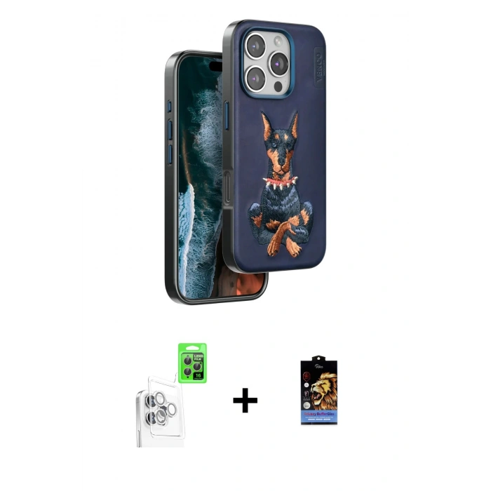 MARSİLYAN™- iPhone 16 Pro Kılıf Nova Form Koleksiyonu - Siyah Buffer Hayalet Cam Ekran Koruyucu + Raze Metal Kamera Lens - BZ