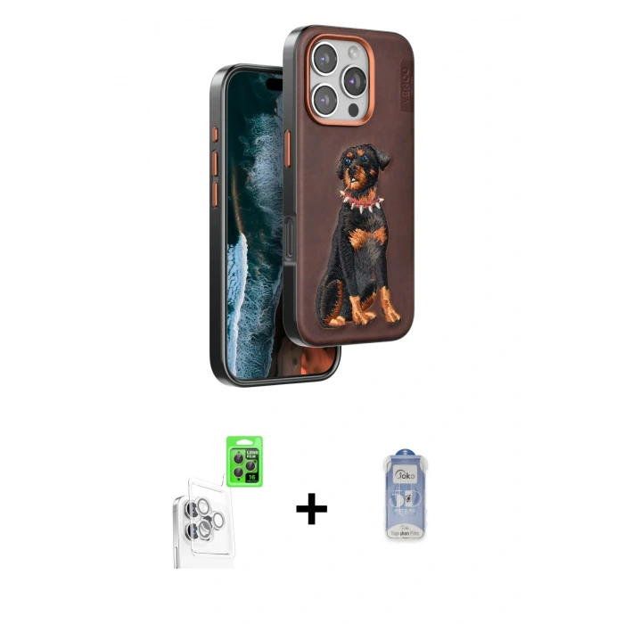 MARSİLYAN™- iPhone 16 Pro Kılıf Nova Form Koleksiyonu - Siyah Joko Magic 5D Cam + Beyaz Raze Metal Kamera Lens