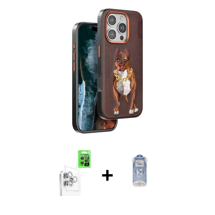 MARSİLYAN™- iPhone 16 Pro Kılıf Nova Form Koleksiyonu - Siyah Joko Magic 5D Cam + Beyaz Raze Metal Kamera Lens