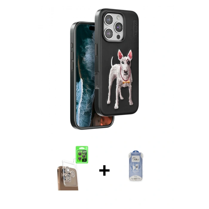 MARSİLYAN™- iPhone 16 Pro Kılıf Nova Form Koleksiyonu - Siyah Joko Magic 5D Cam + Raze Metal Kamera Lens - CLTM