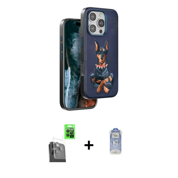 MARSİLYAN™- iPhone 16 Pro Kılıf Nova Form Koleksiyonu - Siyah Joko Magic 5D Cam + Siyah Raze Metal Kamera Lens